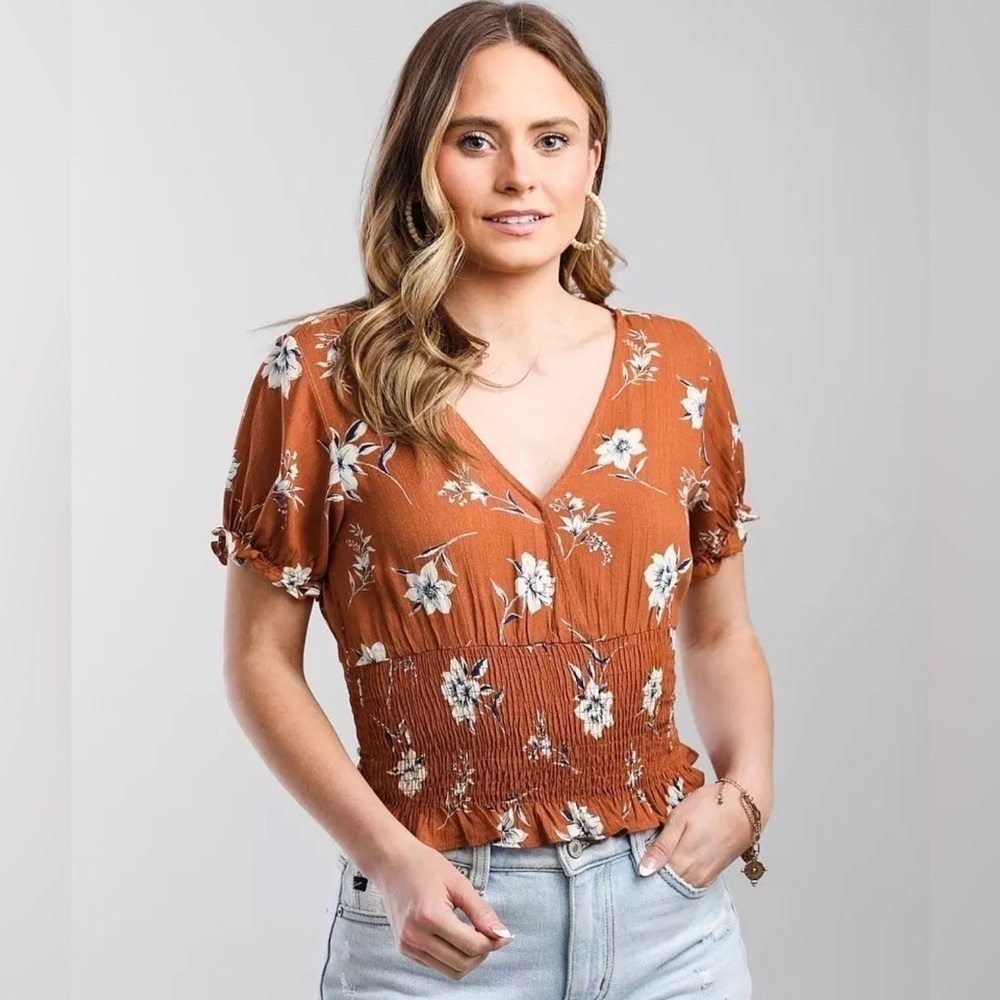Paper crane floral blouse